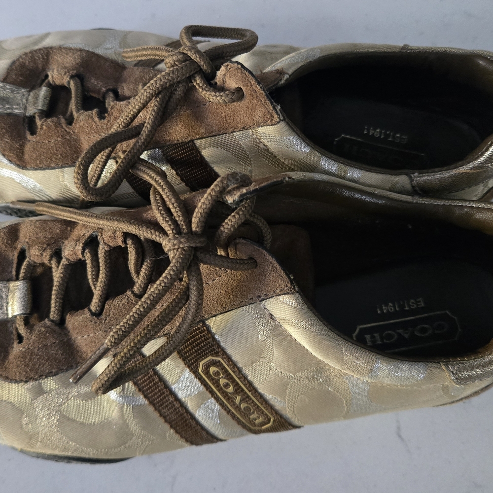 Coach Gold and Brown Sneakers